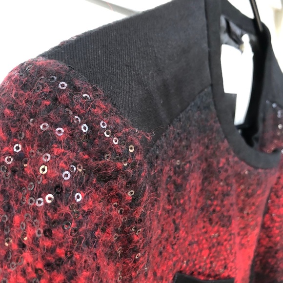 Gas Jeans Blazer Wool Blend Sequin Knit Zip | L - Picture 4 of 13